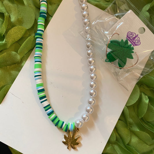 weed necklace and earring set.