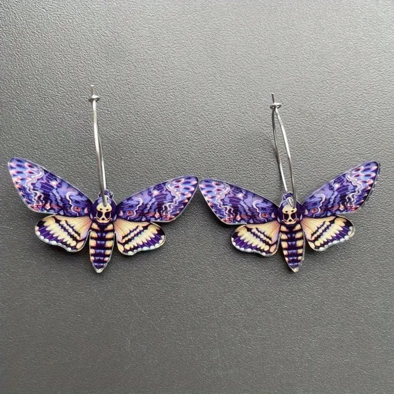 Earrings purple moth
